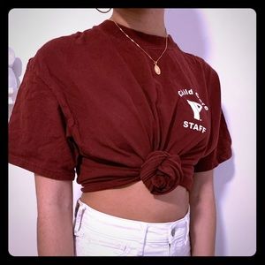 Oversized Maroon short sleeved YMCA tee